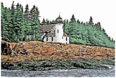 Narraguagus Light at Low Tide -Digital Painting